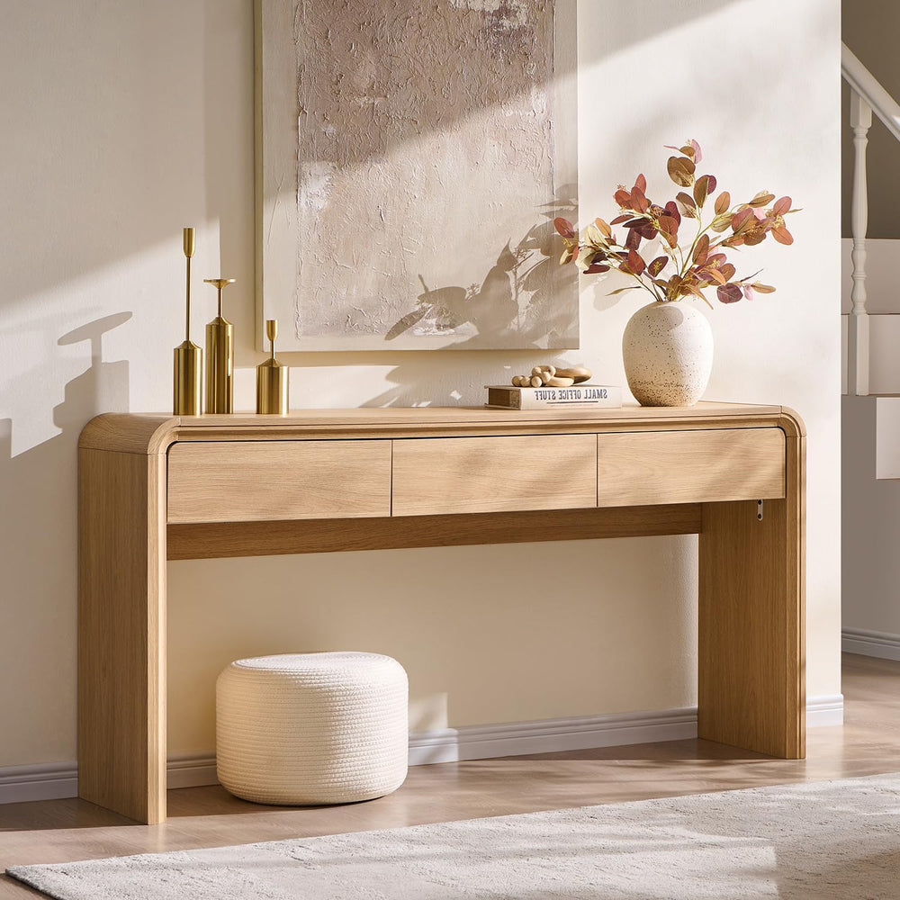 Aitjunz 63'' Console Table with 3 Drawers, Modern Entryway Table with...