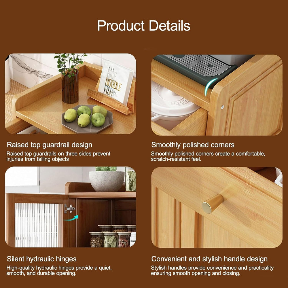 Tall Freestanding Food Storage Cabinet, Kitchen Pantry Storage Cabinet with D...