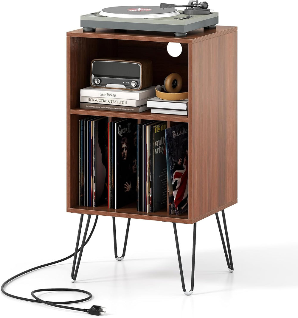 LOKO Record Player Stand with Charging Station, Turntable Stand with Vinyl St...