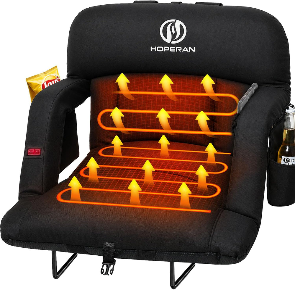 HOPERAN 21in Heated Stadium Seats for Bleachers, 4.3" Extra Thick, Black