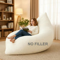 Honeydak 3 in 1 Giant Bean Bag Cover Only(No Filler) Rectangle Stuffed Animal Storage Bean Bag Chair Cover Soft Washable Large Storage Beanbag Adult Plush Toy Clothe Pillow(Creamy White,Rabbit Fur)