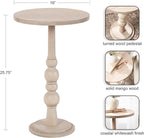 Kate and Laurel Wegner Traditional Wooden Round Side Table, 16 x 26, Whitewash, Elegant and Durable Pedestal Table for Use as Living Room End Table, Plant Stand, or Bedroom Nightstand