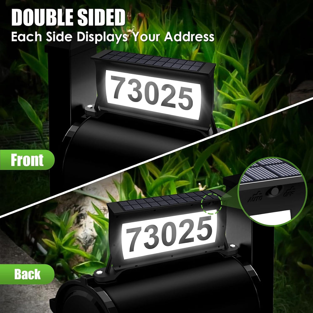 Solar Address Sign, 3 Colors-in-1 Waterproof Mailbox Number Plaque for Outsid...