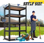 71"H x 28"W x 12"D Garage Shelving Unit, 5-Tier Heavy Duty Metal Storage Shelves 1900 LBS Capacity, Adjustable Utility Steel Racks and Shelving for Garage, Pantry, Basement, Warehouse, Black