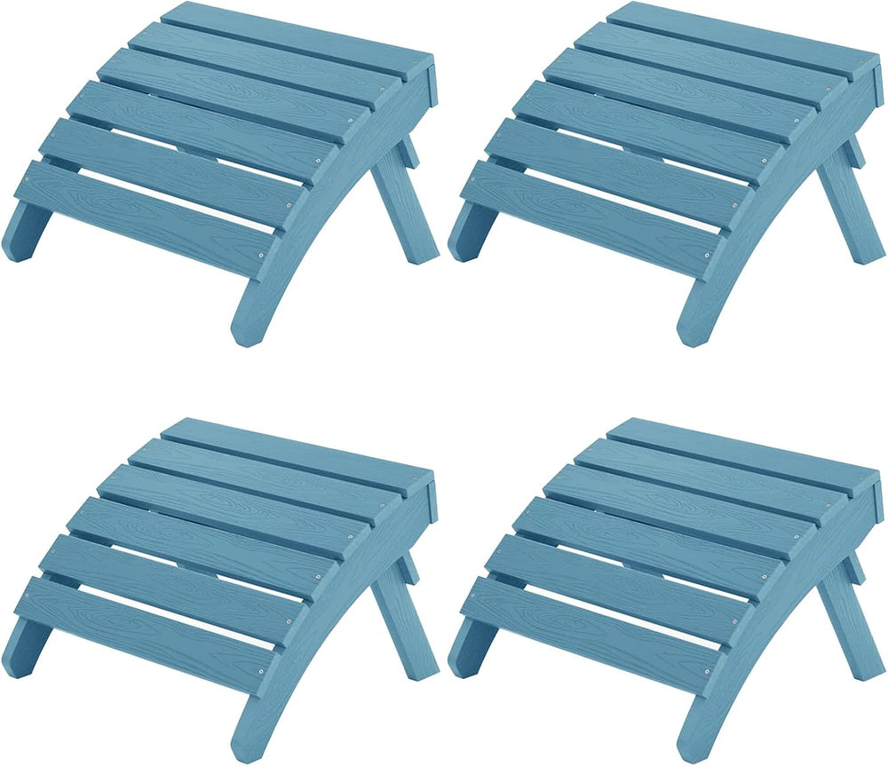 MXIMU Folding Adirondack Ottoman Set of 4: HIPS Plastic Outdoor Footrest Easy...
