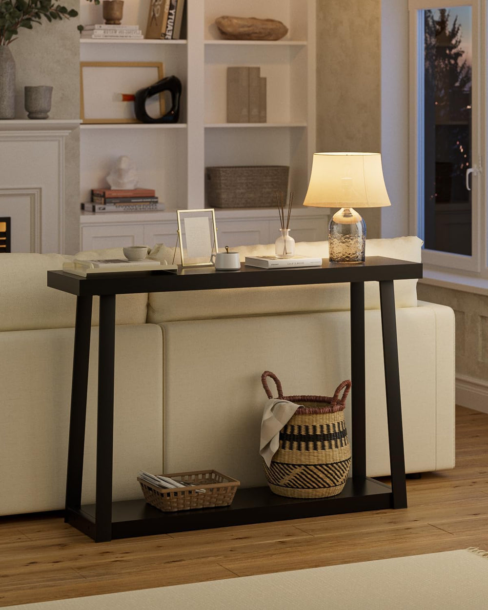 Masupu Console Table with Storage, Sofa Table with Shelf, Narrow Entryway Tab...