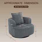 Furnimart 360° Swivel Barrel Accent Chair, Round Upholstered Comfy Lounge Chair, Corduroy High-Resilienc Foam Single Sofa, No Assembly Wide Seat for Living Room, Bedroom, Apartment (Gray)