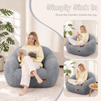 Bean Bag Chair with Armrests, Comfy Corduroy Bean Bag with Removable Cover, Handle for Adults, Oversized Floor Beanbag Couch for Living Room Bedroom Dorm (XL-Gray)