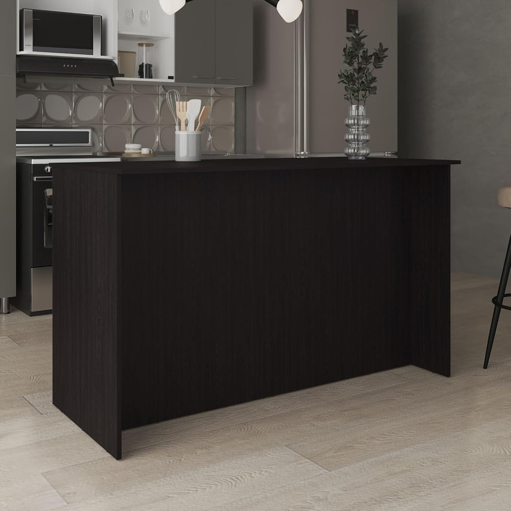 Kitchen Island with Three Open Shelves and Two Cabinets | Spacious countertop...
