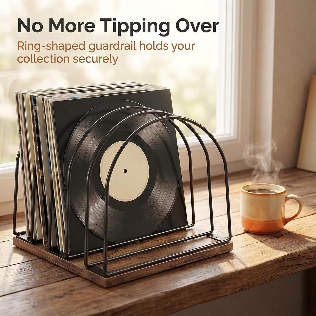 Vinyl Record Storage Holder, Wooden Record Stand Organizer for Vinyl Records & LPs, Magazine Holder, CD Storage, DVD Storage, CD Holder, Album Organizer Shelf for Home, Living Room, Music Room