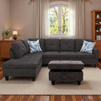 3-Piece L-Shaped Modular Leather Sofa – Convertible Sectional Couch with Movable Chaise & Storage Ottoman, Multi-Scene Use for Living Room, Apartment & Office, Dark Brown
