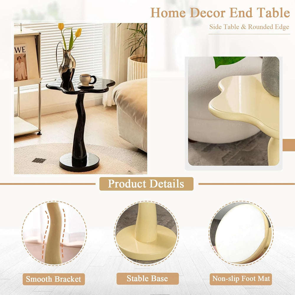 Flower Side Table with Round Base,Wooden Sofa Coffee Table for Living Room Be...