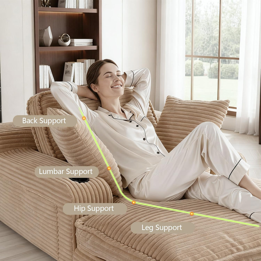 67" Oversized Chaise Lounge Chair Indoor, Soft Cloud Couch, Camel