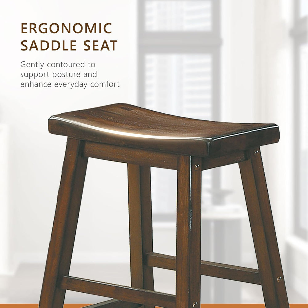Homelegance Saddleback 24-Inch Height Barstool, Cherry, Set of 2