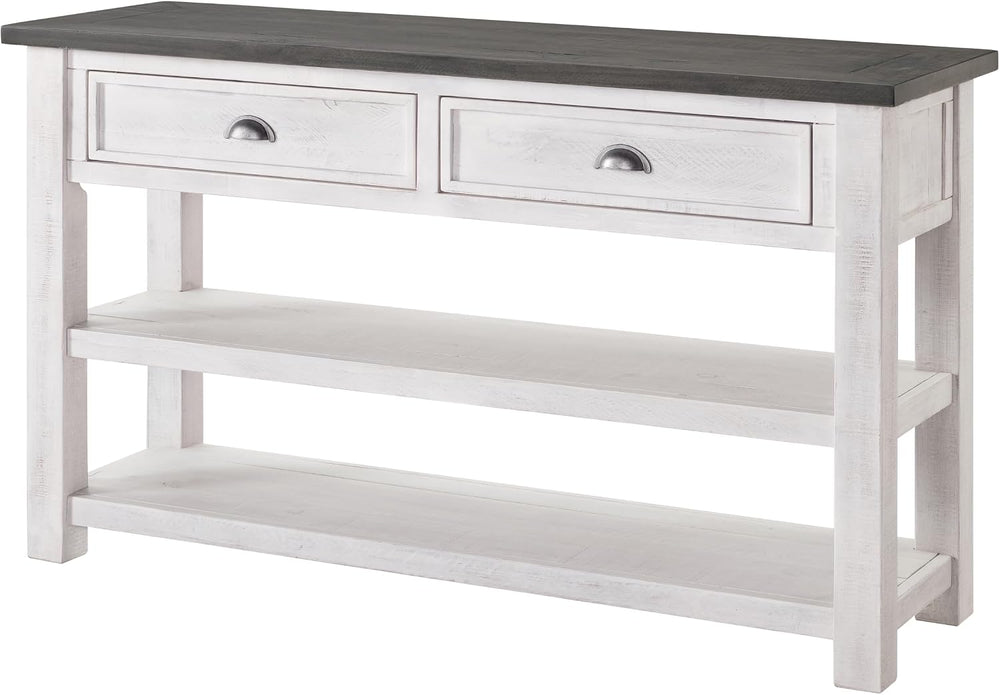 Martin Svensson Home Monterey Solid Wood Sofa Console Table, White & Grey...