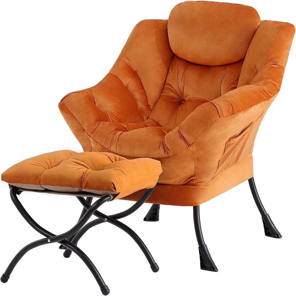 Lazy Chair with Ottoman,Comfy Accent Living Room Chair with Footrest Set | Re...