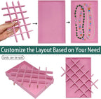 24-Grid Stackable Jewelry Organizer Tray Velvet Jewelry Storage Holder for Drawer Inserts Jewellery Display Box Case for Women Earring Rings Stud Necklaces (Set of 8, Pink