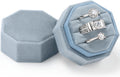 WantGor Velvet Ring Box, 3 Slots Jewelry Ring Gift Box Vintage Ring Holder | Ring Display Case for Wedding Ceremony Proposal Engagement (Ocean Blue)