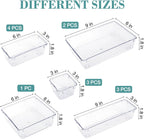 13 PCS Drawer Organizer Set, 5 Varied Size Bathroom and kitchen Drawer cabinet organizer Trays, Clear Storage Bins for Makeup, Jewelry, Utensils and Gadgets
