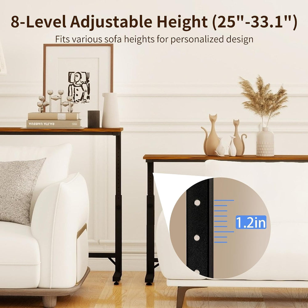 2 Pack 11.8" Wide Behind Couch Table with Charging Station | 11.8"W...