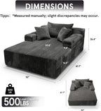 Chaise Lounge with Armrests, Oversized Sofa Bed with 3 Pillows, Cozy Couch, Sleeper Reading Chair for Living Room Bedroom, Floor Sofa Corduroy, Furniture Sala, Volcanic Ash