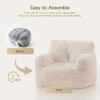 Giant Bean Bag Chairs for Adults with Ottoman, Faux Fur Boneless Chaise Couch Filler with Memory Foam,Large BeanBag Lounge Lazy Floor Sofa Accent Chair for Living Room,Bedroom & Game Rooms
