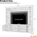 Merax Minimalist Entertainment Center Set with Bookshelves, All-in-1 Large TV Wall Unit for TVs Up to 80'', 92 Inch Media TV Cabinet withTempered Glass Door for Living Room, White