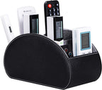 BONNY DODO Remote Control Holders Organizer Box with 5 Compartment PU Leather Multi-functional Office Desk Storage Caddy Store (Black)