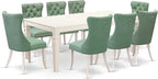 East West Furniture LGDA9-LWH-22 9 Piece Dining Set Consists of a Rectangle Dining Table with Butterfly Leaf and 8 Polyester Fabric Chairs, linen white