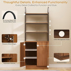 Yechen 165" Modular Entertainment Center with Bookshelves for up to 98", Mid Century Modern TV Stand with Storage, TV Cabinet with Adjustable Shelves, Living Room, Walnut Oak(4 PCS)