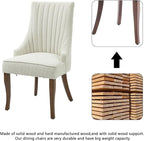 mikibama Boucle Dining Chairs Set of 4 Channel Tufted Kitchen Dinner Chair Comfy Teddy Fabric Upholstered Accent Chair for Dining Room with Solid Wood Legs (Off White 4pc)