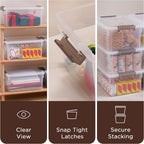 17QT Plastic Storage Bins with Lids, 5Packs Stackable Containers | Large Clear Storage Box with Durable Latching Organizing for Garage,Closet,Kitchen
