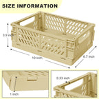 Small Pastel Plastic Storage Bins 2Pcs Foldable Pastel Crates Plastic Basket Colorful Storage Containers Baskets for Classroom Kitchen Office Bedroom Desktop Home Decor (Yellow 9.8" x 6.5" x 3.8")