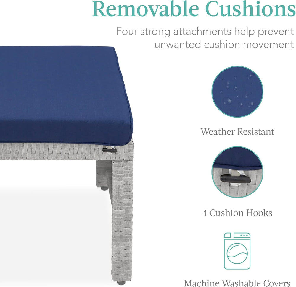 Best Choice Products Set of 2 Wicker Ottomans, Multipurpose Outdoor Furniture...