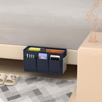 Dual-purpose Bedside Caddy Bedside Organizer, Bed Caddy with 6 Pockets, Versatile Bedside Storage Solution Magazine Remotes holder, ideal for Home, Dorm, Hospital, Crib Bed (Navy 2pcs)