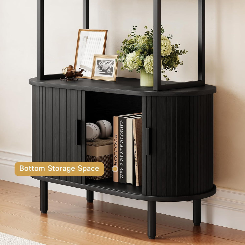 ComfyCorner 4 Tier Bookshelf with Cabinet, 71" Tall Display Bookcase Black