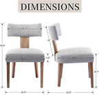Linen Dining Chairs Set of 2 Modern Dining Chair with Wood Legs, Upholstered Dining Chairs for Dining Room, Kitchen, Vanity, Living Room, Grey