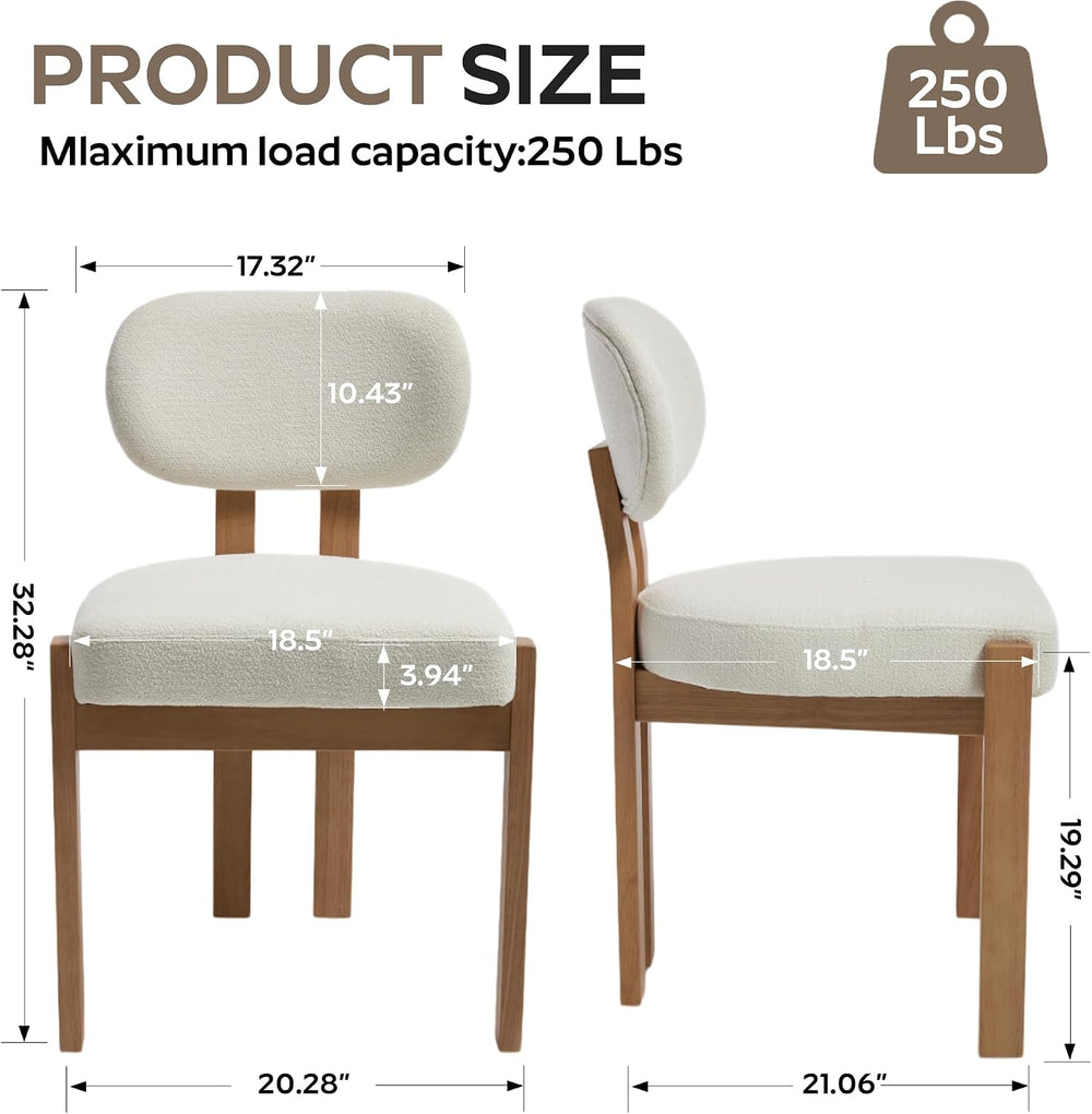 RGZ Mid Century Wooden Dining Chairs Set of 4, Modern Fabric Upholstered Beig...