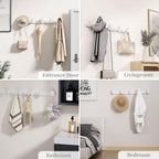Coat Rack Wall Mount White, 5 Hooks Rack Metal Coat Hanger Wall for Hanging Hat Purse and Robes, Towel Hook for Bathrooms and Entryway (1 Pack)