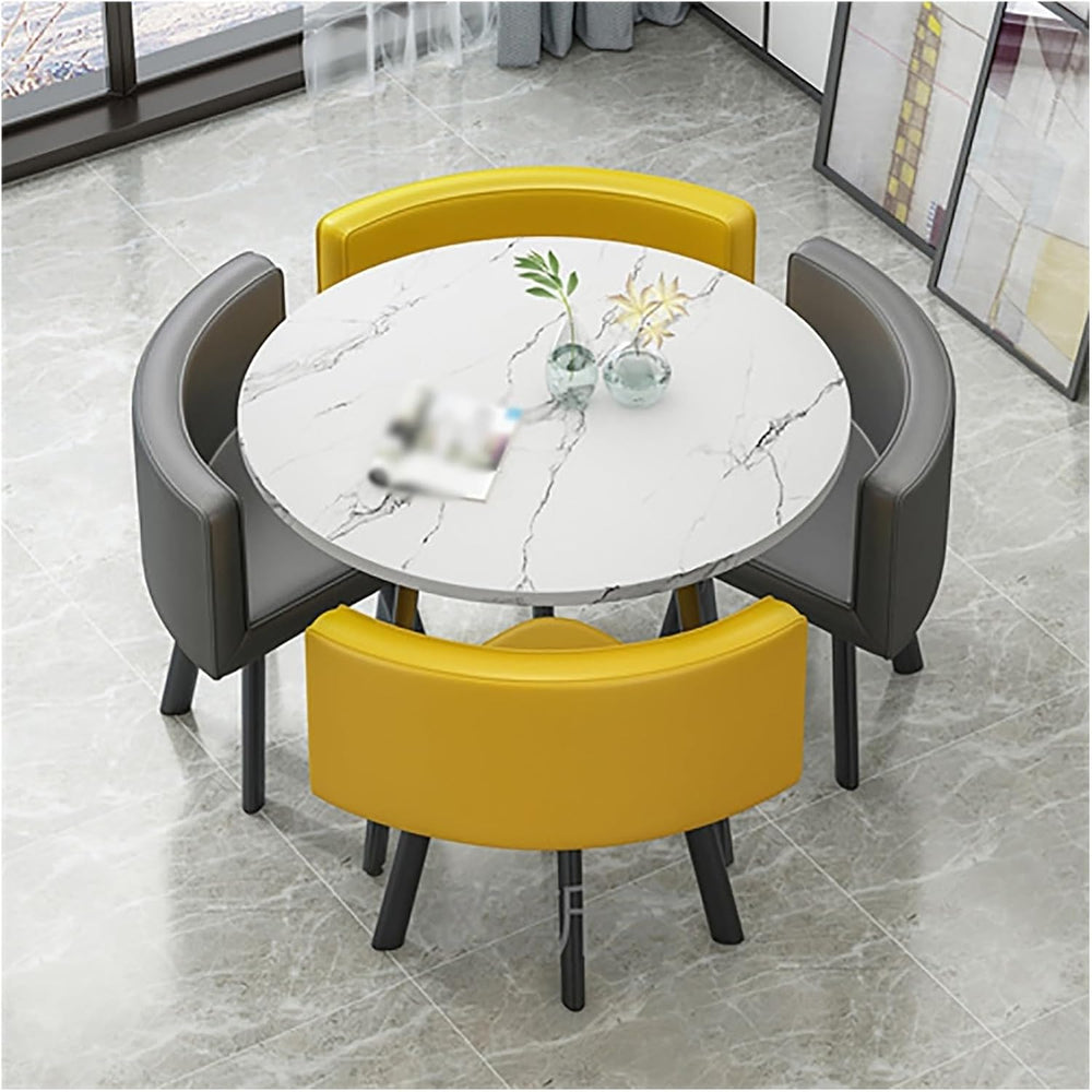 Reception Table and Chair Set, Space-Saving Small Round, Office Club Negotiat...