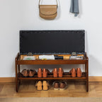 latifolia Shoe Rack Bench, Entryway Shoe Bench with Cushion, Flip-Open Storage Compartment, 2-Tier Shoe Organizer(Black,31.50''L)