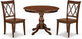 East West Furniture HBCL3-MAH-W 3 Piece Dinette Set for Small Spaces Contains a Round Dining Table with Pedestal and 2 Dining Chairs, 42x42 Inch, Mahogany