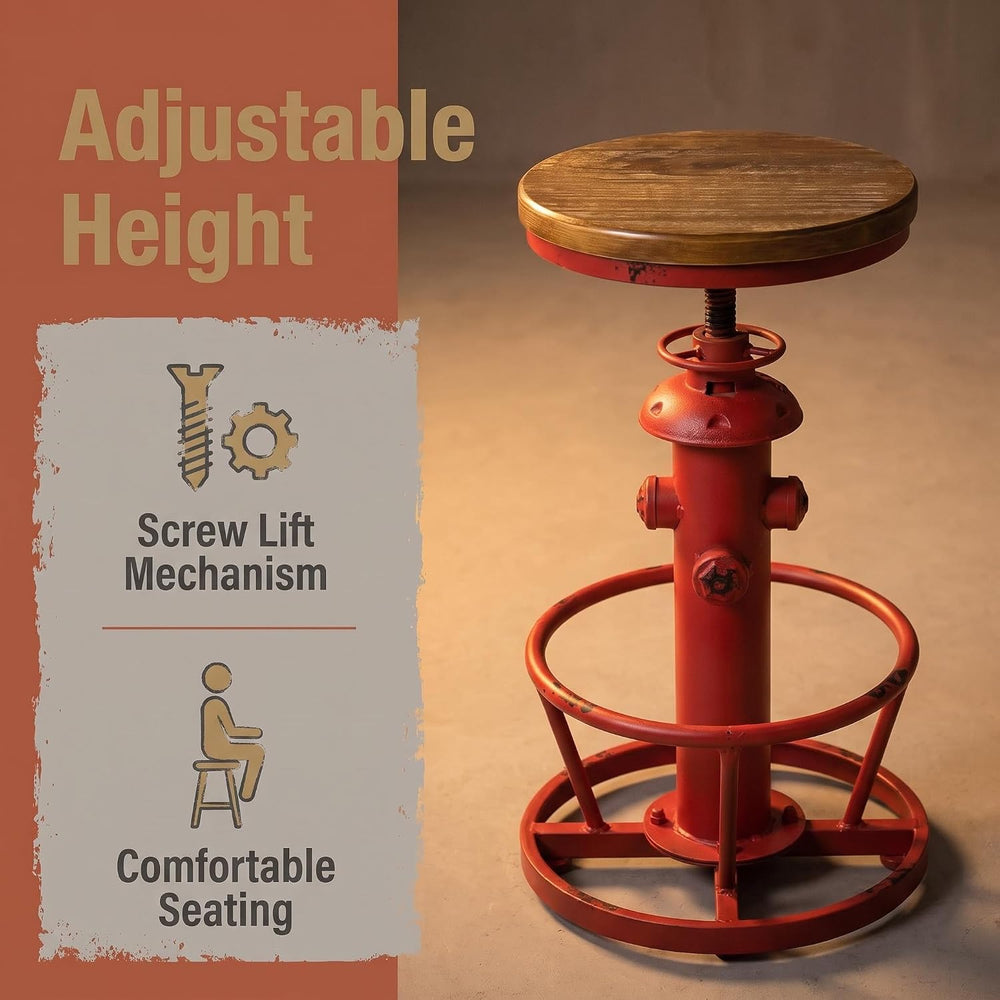 Topower Antique Industrial Round Bottom Adjustable Height Cafe Coffee Retro V...