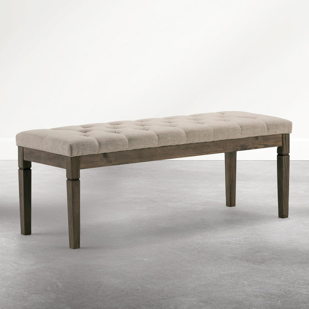 SIMPLIHOME Waverly Tufted Ottoman Bench - 48 inch Wide Upholstered Linen Look...