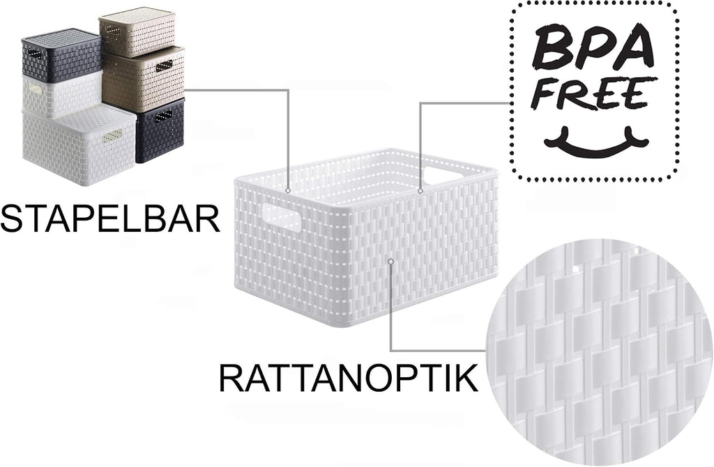 Rotho Set of 3 Country 18 Litre, White, A4/18 Liter (36,8 x 27,8 x 19,1 cm)