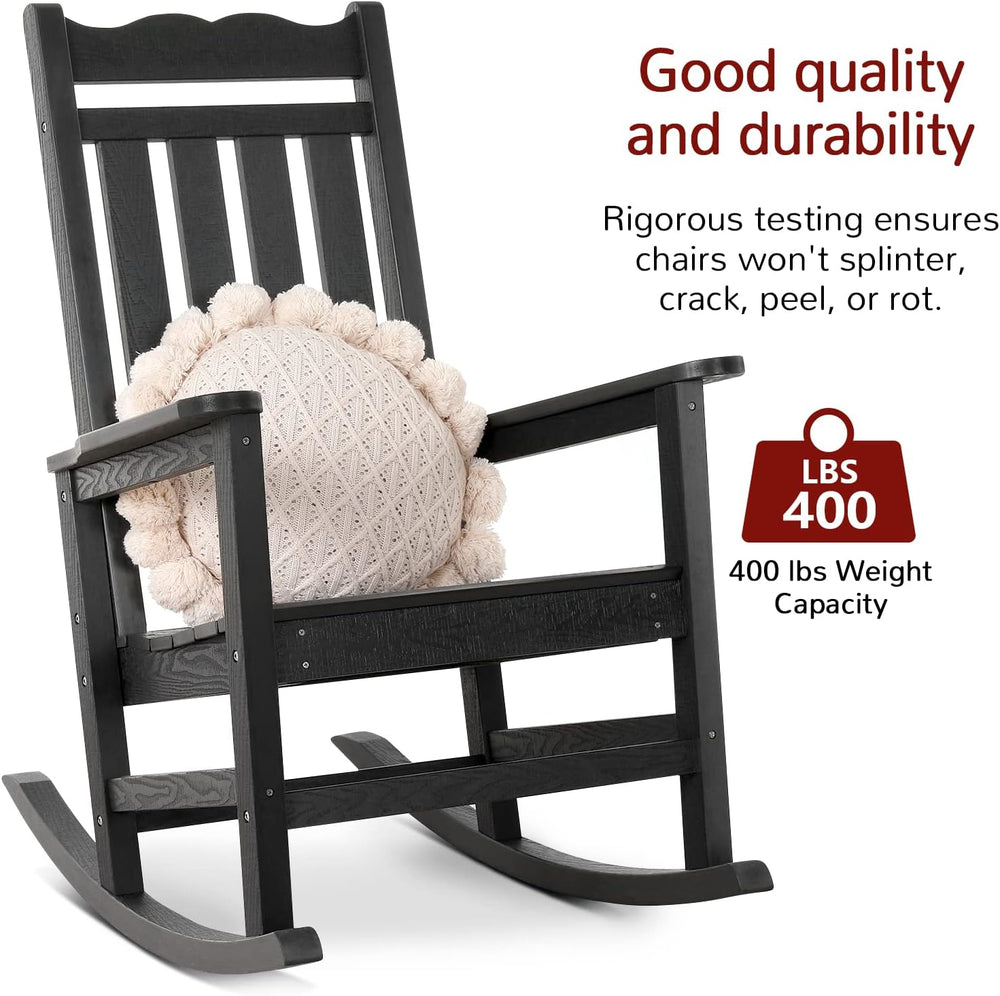Stoog Patio Rocking Chair, All-Weather Porch Rocker, 400 lbs Weight Support, ...