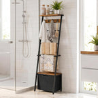 HOOBRO Blanket Ladder Bundle, 63.4" H Decorative Ladder Shelf with Hooks, Towel Rack with 1 Fabric Drawer, BF13CJ01-BF92CJ01