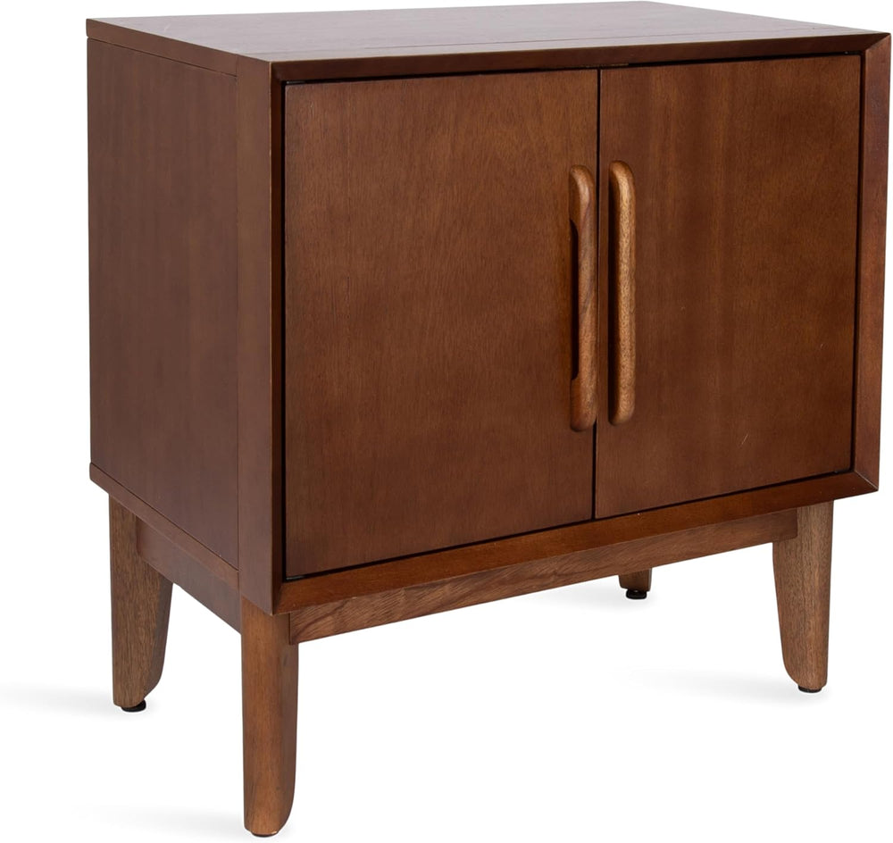 Kate and Laurel McCutcheon Modern Mango Wood Side Table with Storage Cabinet,...