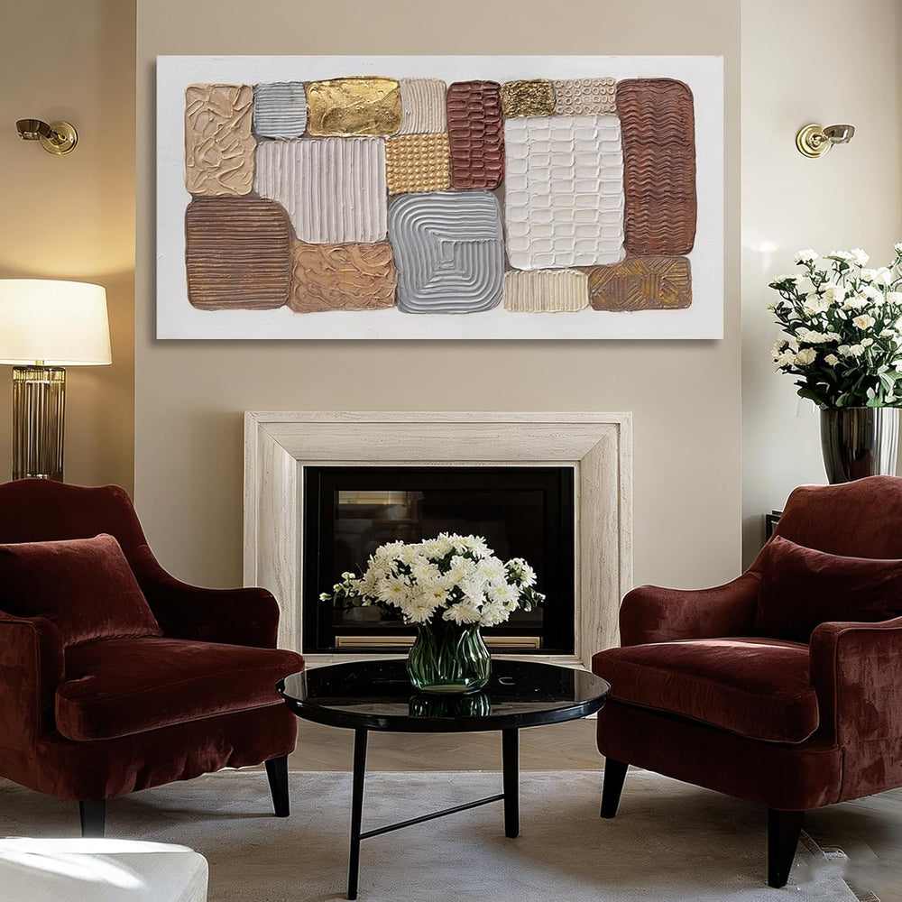 Dolidoteart Canvas Wall Art, Large Abstract Wall Art Print in Neutral Brown B...