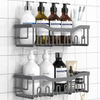 EUDELE Shower Caddy 2 Pack, Adhesive Shower Organizer for Home Decor & Kitchen Storage, No Drilling, Rustproof Stainless Steel Bathroom Shelf Organizer